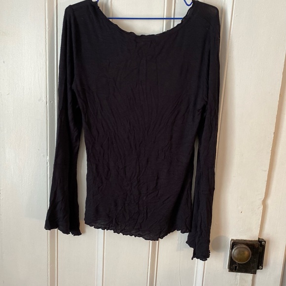 Long Sleeve Black Top With Bell Sleeves - Picture 2 of 4